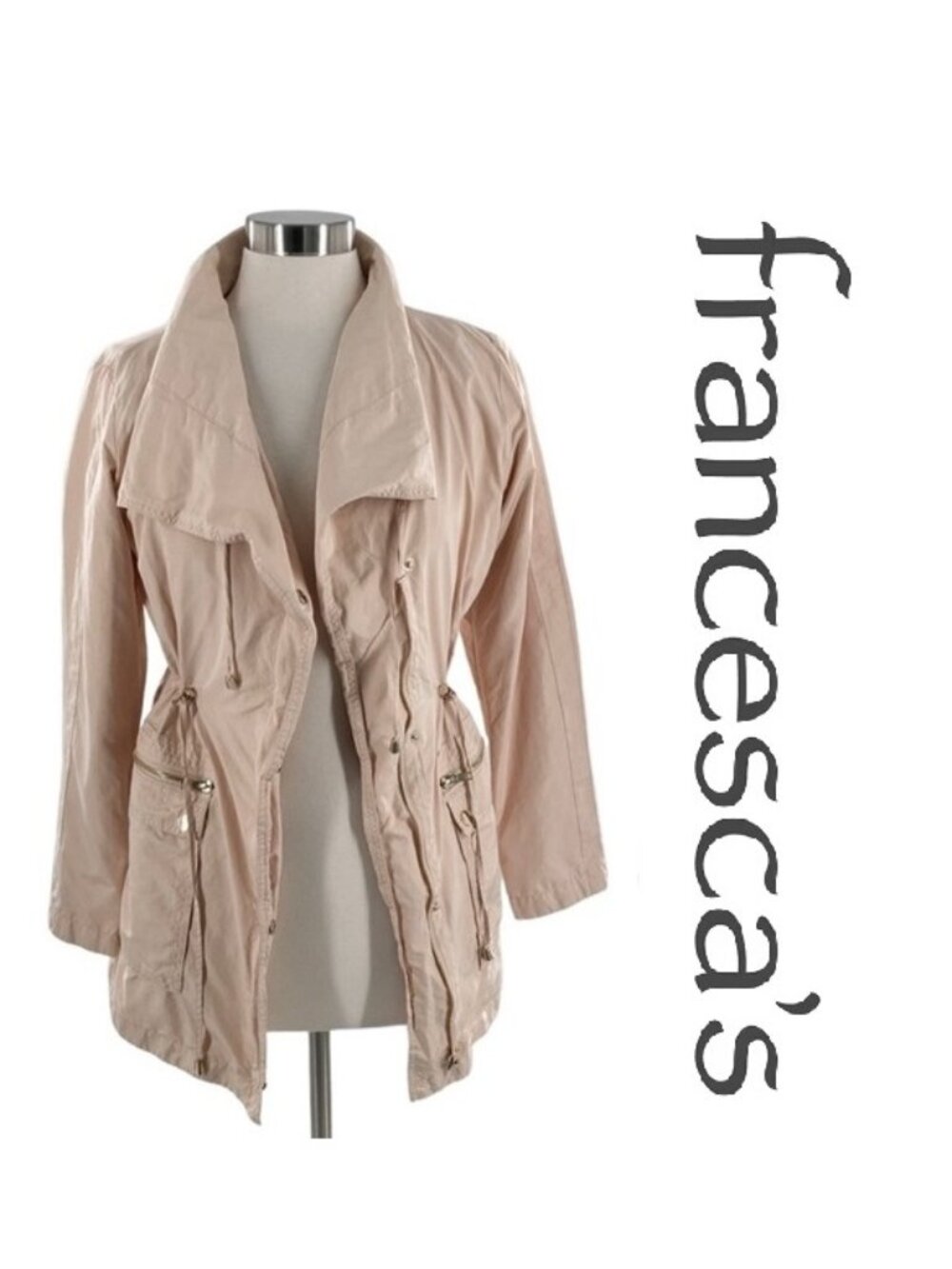 Francesca's "Miami" | Blush Utility Trench Coat | Size Large